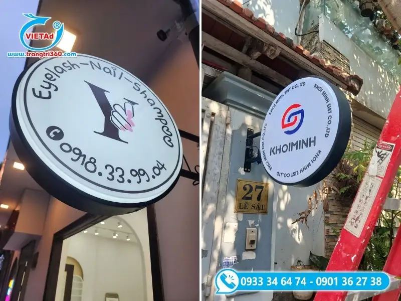 Hộp đèn mica xuyên sáng hiển thị rõ màu sắc ban ngày và ban đêm khi bật đèn LED