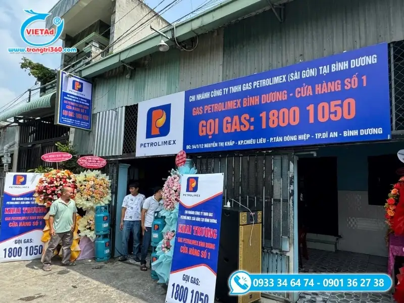 Mẫu bảng hiệu bạt Hiflex in kỹ thuật số căng trên khung sắt mạ kẽm cho đại lý gas