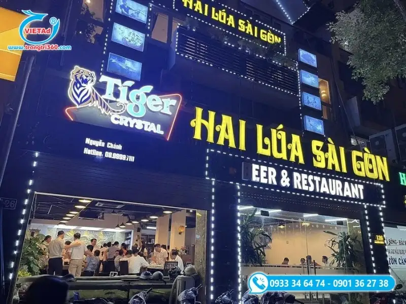 Mẫu bảng hiệu quán nhậu chữ nổi Mica xuyên sáng, tạo hình logo nổi bật, bắt mắt, đặc biệt vào ban đêm