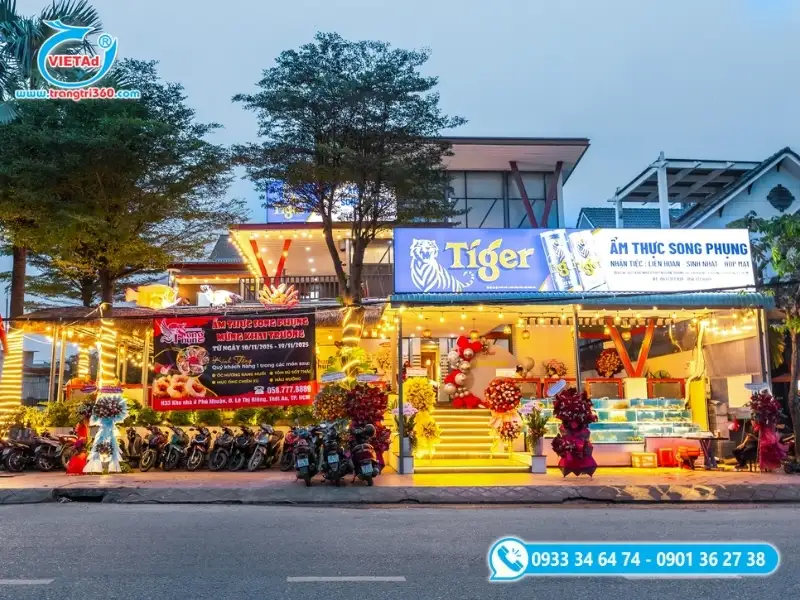 Mẫu bảng hiệu quán nhậu bạt Hiflex in nội dung sắc nét, xuyên sáng tốt