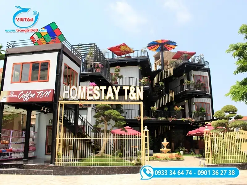 Bảng tên homestay bằng chữ nổi, khách hàng dễ dàng nhận diện từ xa