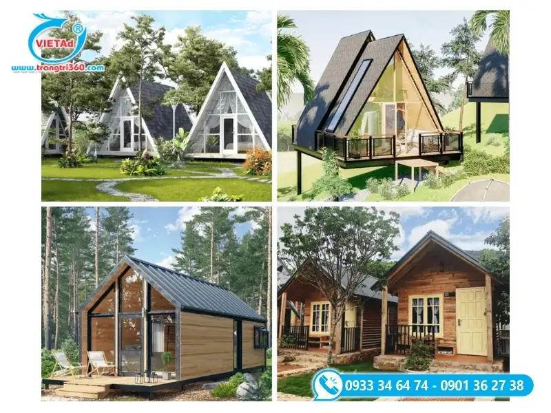 Mô hình Glamping khu lều trại cao cấp trang bị đầy đủ giường nệm và đèn chiếu sáng ngoài trời